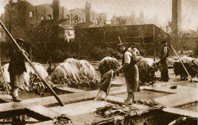 Making leather in the lime yard at Neckinger Mills by English Photographer